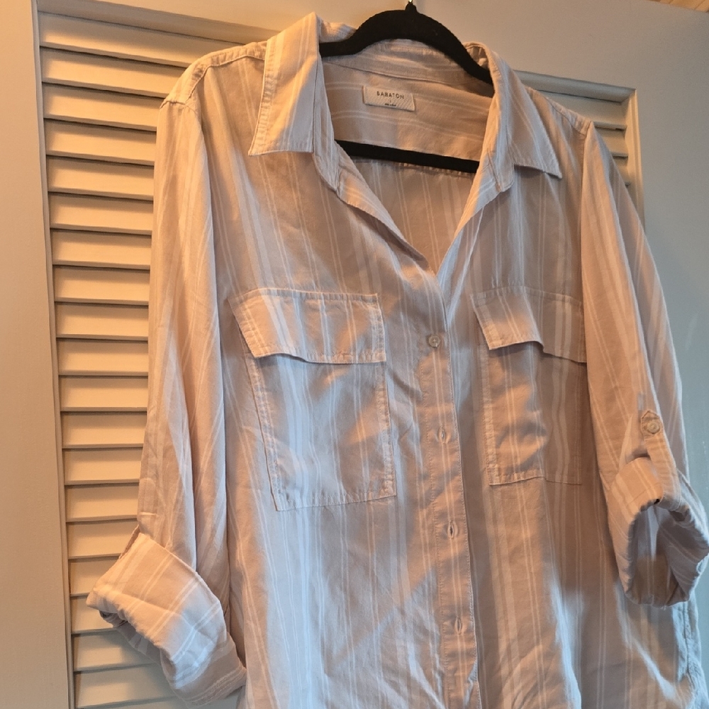 Babaton Striped Button-Up Shirt